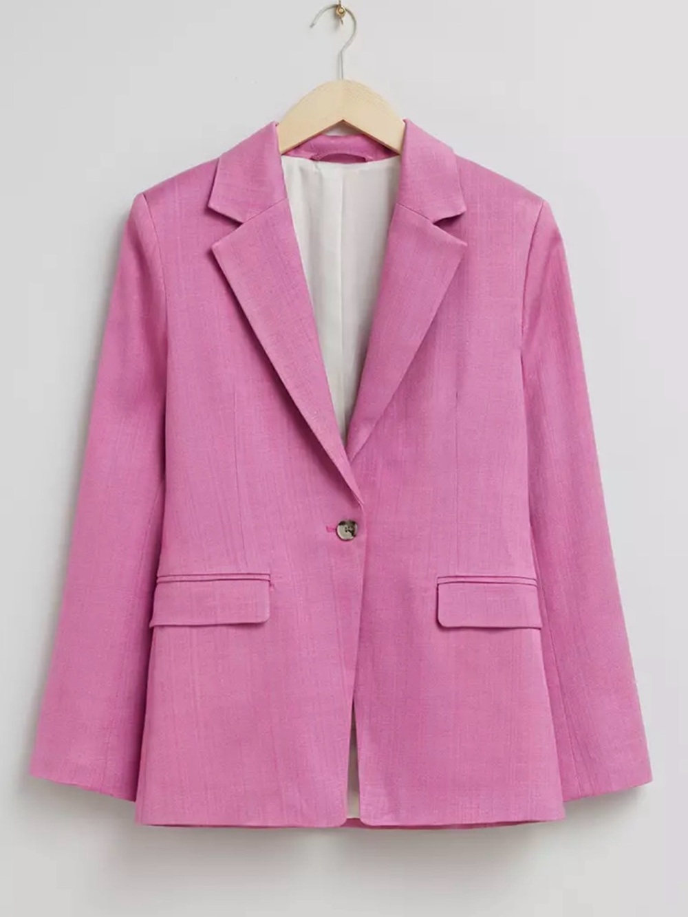 & Other Stories Single Breasted Fitted Waist Blazer Women 6 Italian Fabric Pink
